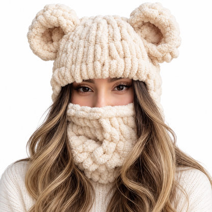 Cream Bear hat and snood