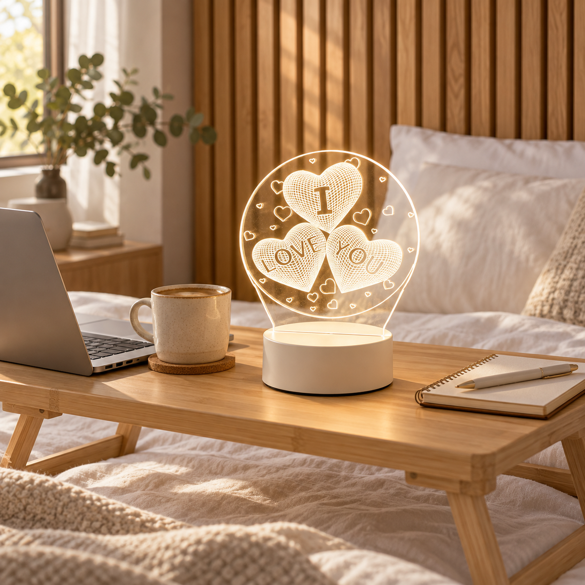 I Love You Hearts 3D Acrylic LED Lamp